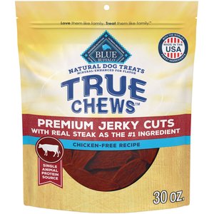 Blue Buffalo True Chews Premium Jerky Cuts Natural Steak Dog Treats, 30-oz bag