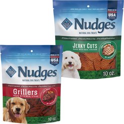 Blue Buffalo Nudges Grillers Steak + Jerky Cuts Chicken Natural Dog Treats, 10-oz bag