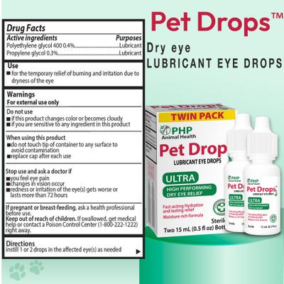 Show full view: Pet Drops Ultra Lubricant Eye Drops for Dogs & Cats, 30-mL bottle slide 3 of 10