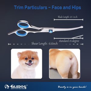 GLADOG Professional 6-in-1 Dog, Cat & Small Pet Grooming Scissors Kit with Grooming Comb, Blue, 6-in, 5 count