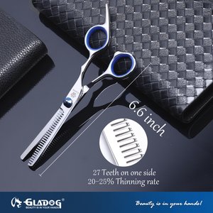GLADOG Professional 6-in-1 Dog, Cat & Small Pet Grooming Scissors Kit with Grooming Comb, Blue, 6-in, 5 count