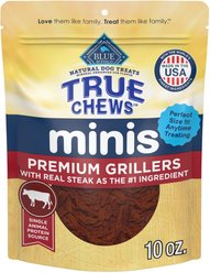 Blue Buffalo True Chews Minis Premium Grillers with Real Steak Natural Soft & Chewy Dog Treats, 10-oz bag