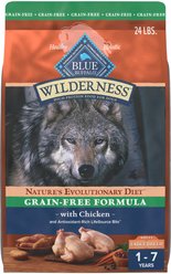 Blue Buffalo Wilderness Natural 32% Protein Adult Grain-Free Chicken Dry Dog Food, 24-lb bag