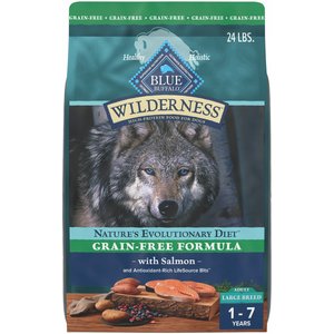 BLUE BUFFALO Wilderness Natural 32% Protein Adult Grain-Free Salmon Dry Dog  Food, 24-lb bag - Chewy.com