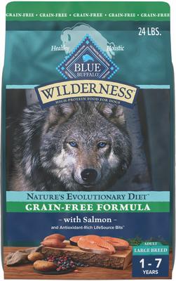 Blue Buffalo Wilderness Natural 32% Protein Adult Grain-Free Salmon Dry Dog Food, 24-lb bag