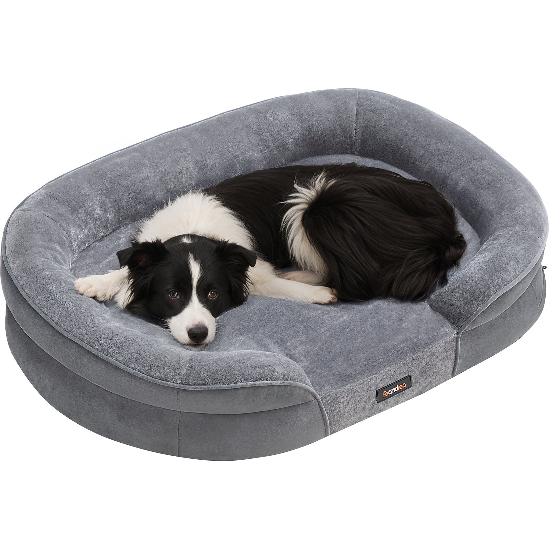 FEANDREA Orthopedic Dog Sofa Bed with Waterproof Liner, Light Gray, Large: 36 x 27 x 7-in