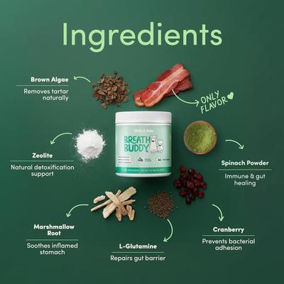 Show full view: Fifth & Fido Breath Buddy Bacon Flavored Powder Dental Dog Breath Freshener Supplement, 30 servings slide 7 of 9