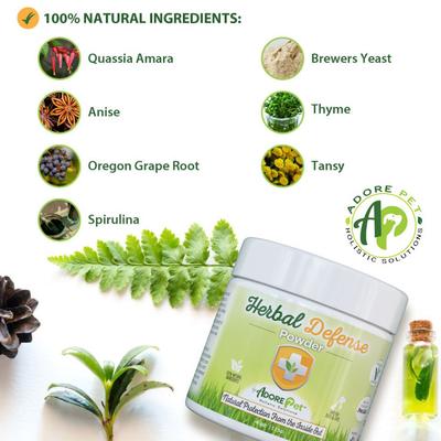 Show full view: ADORE Pet Herbal Defense Powder Natural Flea & Tick Oral Supplement for Dogs & Cats, 4-oz jar slide 6 of 7