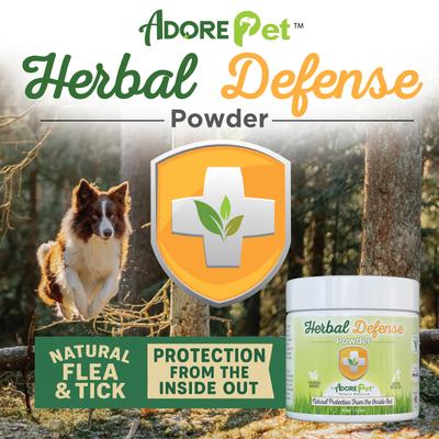 Show full view: ADORE Pet Herbal Defense Powder Natural Flea & Tick Oral Supplement for Dogs & Cats, 4-oz jar slide 2 of 7