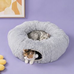 Happy & Polly 3-in-1 Transformable Plush Cat Tunnel Toy, Grey slide 1 of 9