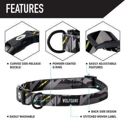 Show full view: Wolfgang Heavy Duty DarkSkies Martingale Dog Collar with Quick Release, Medium: 12 to 18-in neck, 1-in wide slide 4 of 7