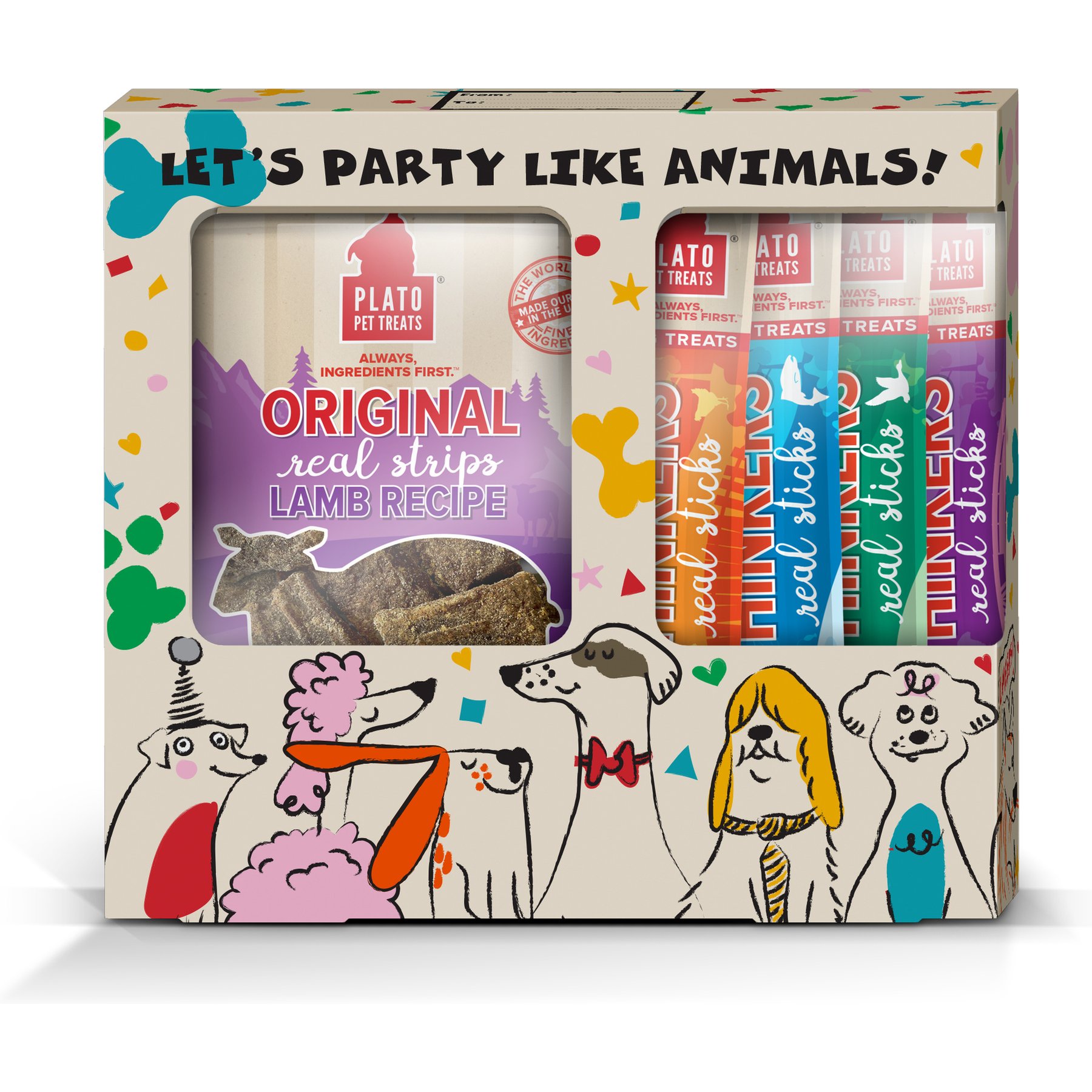 Plato Celebration Gift Box Variety Pack Air-Dried & Jerky Dog Treats