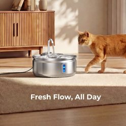 HINTON Stainless Steel Automatic Water Dispenser Cat Water Fountain with Water Spout, Silver, 3.2-L slide 2 of 8