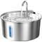 Show in main carousel: HINTON Stainless Steel Automatic Ultra-Quiet Pump Water Fountain for Small Dogs & Cats with Water-Level Window, Silver, 3.2-L slide 1 of 8