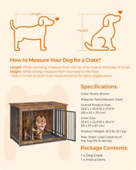 FEANDREA Double Door Furniture Style End Table Dog Crate, Rustic Brown, 38.6 Inch slide 2 of 9