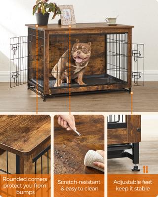 Show full view: FEANDREA Indoor Double Door Furniture Style Side Table Dog Crate, Rustic Brown, 38.6-in slide 8 of 9