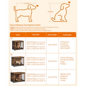 FEANDREA Furniture Style Double Door End Table Dog Crate, 38.6-in, Rustic Brown