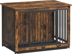 FEANDREA Double Door Furniture Style End Table Dog Crate, Rustic Brown, 38.6 Inch
