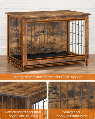 Show full view: FEANDREA Indoor Double Door Furniture Style Side Table Dog Crate, Rustic Brown, 38.6-in slide 3 of 9