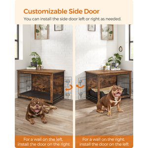 FEANDREA Furniture Style Double Door End Table Dog Crate, 38.6-in, Rustic Brown