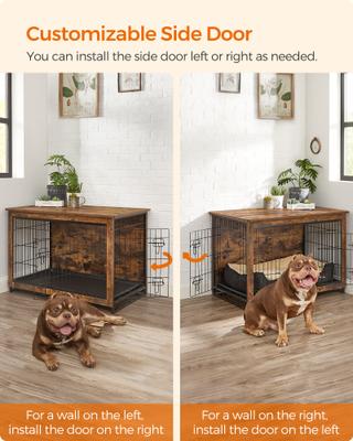 Show full view: FEANDREA Indoor Double Door Furniture Style Side Table Dog Crate, Rustic Brown, 38.6-in slide 4 of 9