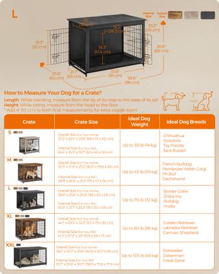 Show full view: FEANDREA Indoor Double Door Furniture Style Side Table Dog Crate, Ink Black, 38.6-in slide 6 of 7