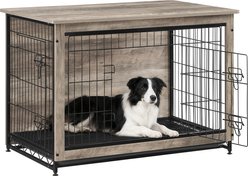 FEANDREA Double Door End Table Furniture Style Dog Crate, 38.6-in, Greige
