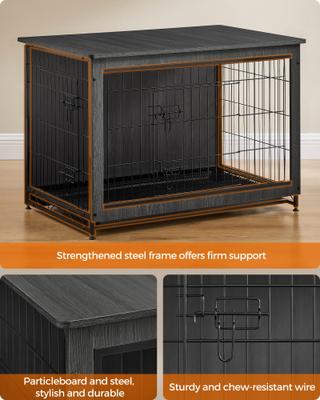 Show full view: FEANDREA Indoor Double Door Furniture Style Side Table Dog Crate, Ink Black, 38.6-in slide 3 of 7