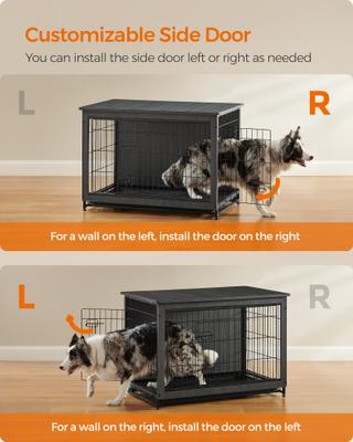 Show full view: FEANDREA Indoor Double Door Furniture Style Side Table Dog Crate, Ink Black, 38.6-in slide 4 of 7