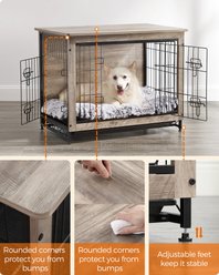FEANDREA Double Door End Table Furniture Style Dog Crate, 32.5-in, Greige slide 2 of 9