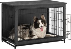 FEANDREA Indoor Double Door Furniture Style Side Table Dog Crate, Ink Black, 38.6-in