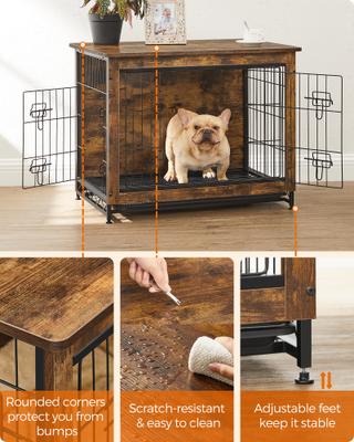 Show full view: FEANDREA Double Door Furniture Style Side Table Dog Crate, Rustic Brown, 32.5-in slide 9 of 10