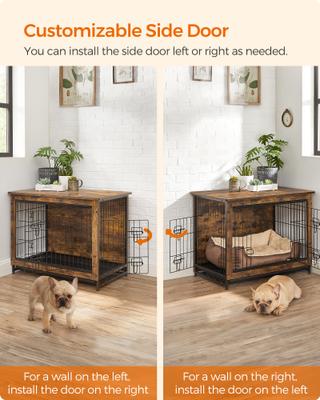 Show full view: FEANDREA Double Door Furniture Style Side Table Dog Crate, Rustic Brown, 32.5-in slide 4 of 10