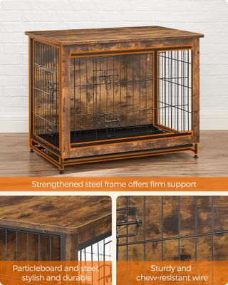 Show full view: FEANDREA Double Door Furniture Style Side Table Dog Crate, Rustic Brown, 32.5-in slide 3 of 10