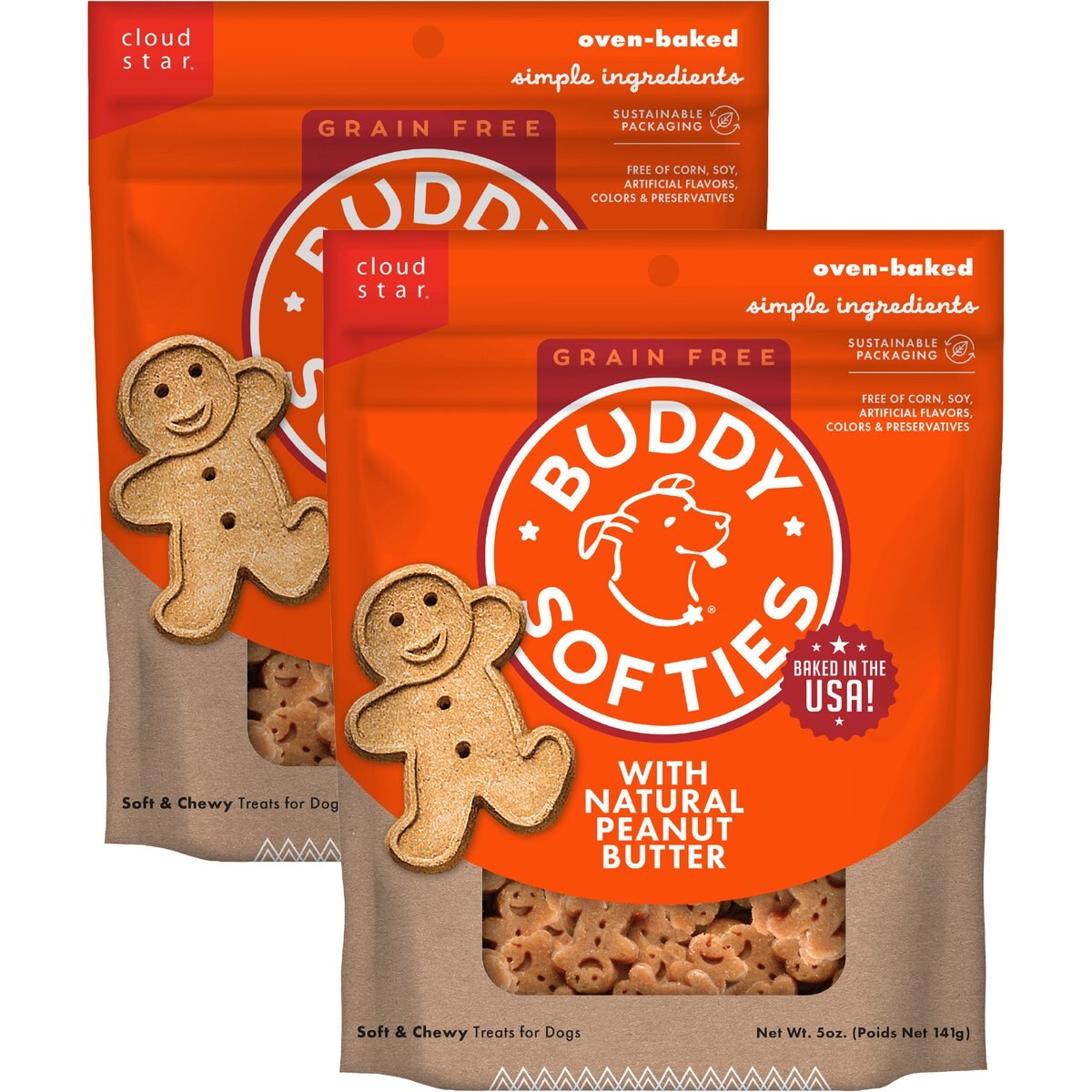 Buddy Biscuits Softies with Peanut Butter Soft & Chewy Dog Treats, 10-oz bundle