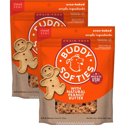 Buddy Biscuits Buddy Biscuits Softies with Peanut Butter Soft & Chewy Dog Treats, 10-oz bundle