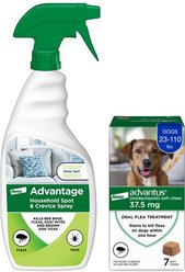 Flea Prevention Kit - Dogs (23-110 lbs) Advantus Soft Chews + Advantage Spot & Crevice Spray