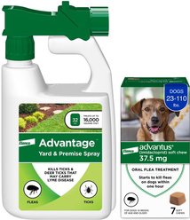 Flea Prevention Kit - Dogs (23-110 lbs) Advantus Soft Chews + Advantage Yard & Premise Spray