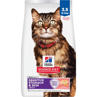 Hill's Science Diet Hill's Science Diet Adult Sensitive Stomach & Skin Salmon & Brown Rice Recipe Dry Cat Food, 3.5-lb bag