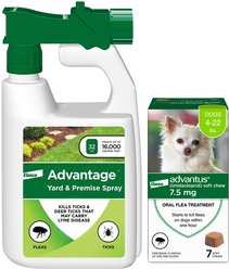 Flea Prevention Kit - Dogs (4-22 lbs) Advantus Soft Chews + Advantage Yard & Premise Spray slide 1 of 9