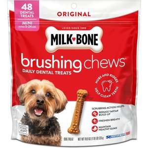 Milk-Bone Original Brushing Chews Mini Chicken Flavor Daily Dental Dog Treats, 48 count