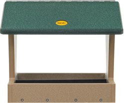 Birds Choice Recycled Plastic House Hopper Wild Bird Feeder, Taupe & Green, Medium: 10.5 x 10.5 x 9-in