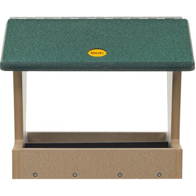 Birds Choice Birds Choice Recycled Plastic House Hopper Wild Bird Feeder, Taupe & Green, Medium: 10.5 x 10.5 x 9-in