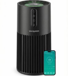 Vacqueen HEPA Washable Pre-Filter Smart Air Purifier for Pets, 7.56 x 7.56 x 14.65-in, Black slide 1 of 9