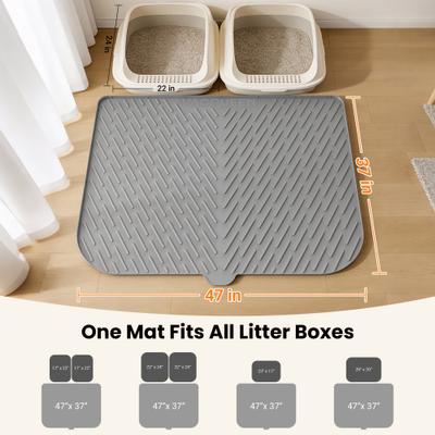 Show full view: Vacqueen Silicone Waterproof/Urineproof & Non-Slip Rubber Cat Litter Mat with Lip, Large: 47.2 x 37.4 x 0.67-in slide 7 of 7