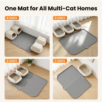 Show full view: Vacqueen Silicone Waterproof/Urineproof & Non-Slip Rubber Cat Litter Mat with Lip, Large: 47.2 x 37.4 x 0.67-in slide 5 of 7