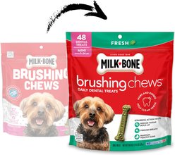 Milk-Bone Brushing Chews Mini Fresh Mint Flavor Daily Dental Dog Treats, 48 count slide 2 of 8