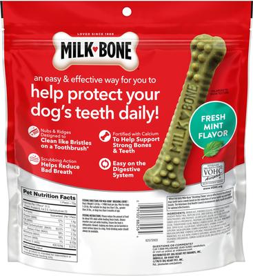 Show full view: Milk-Bone Fresh Breath Brushing Chews Mini Mint Flavor Daily Dental Dog Treats, 96 count bundle slide 8 of 12