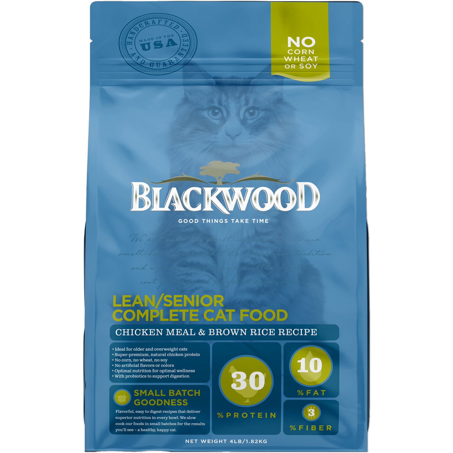 Blackwood Lean & Senior Chicken Meal & Brown Rice Recipe Adult Dry Cat Food, 4-lb bag
