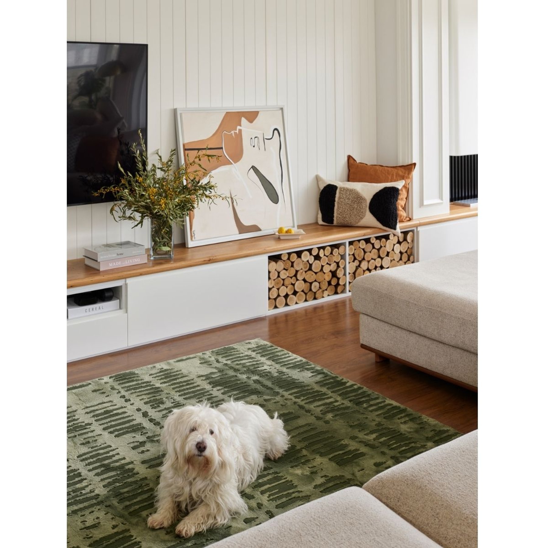 Revival Rugs Shell Rug, Evergreen, 11 x 14-ft